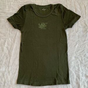 Alive Y2K 100% Cotton Dark Army Green Graphic Baby Tee Short Sleeve T-Shirt